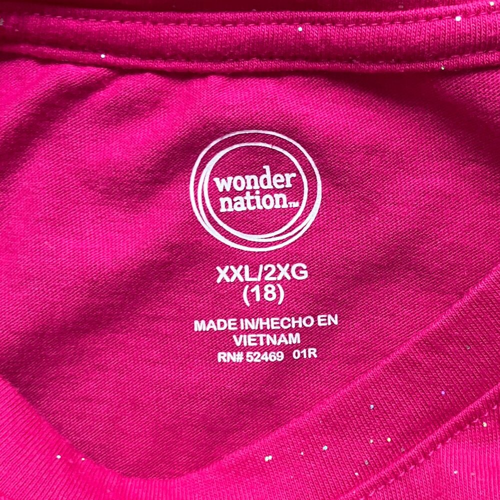 EUC Wonder Nation Pink Sparkle Long-Sleeve Drawstring Top Size: 18 - Picture 3 of 3